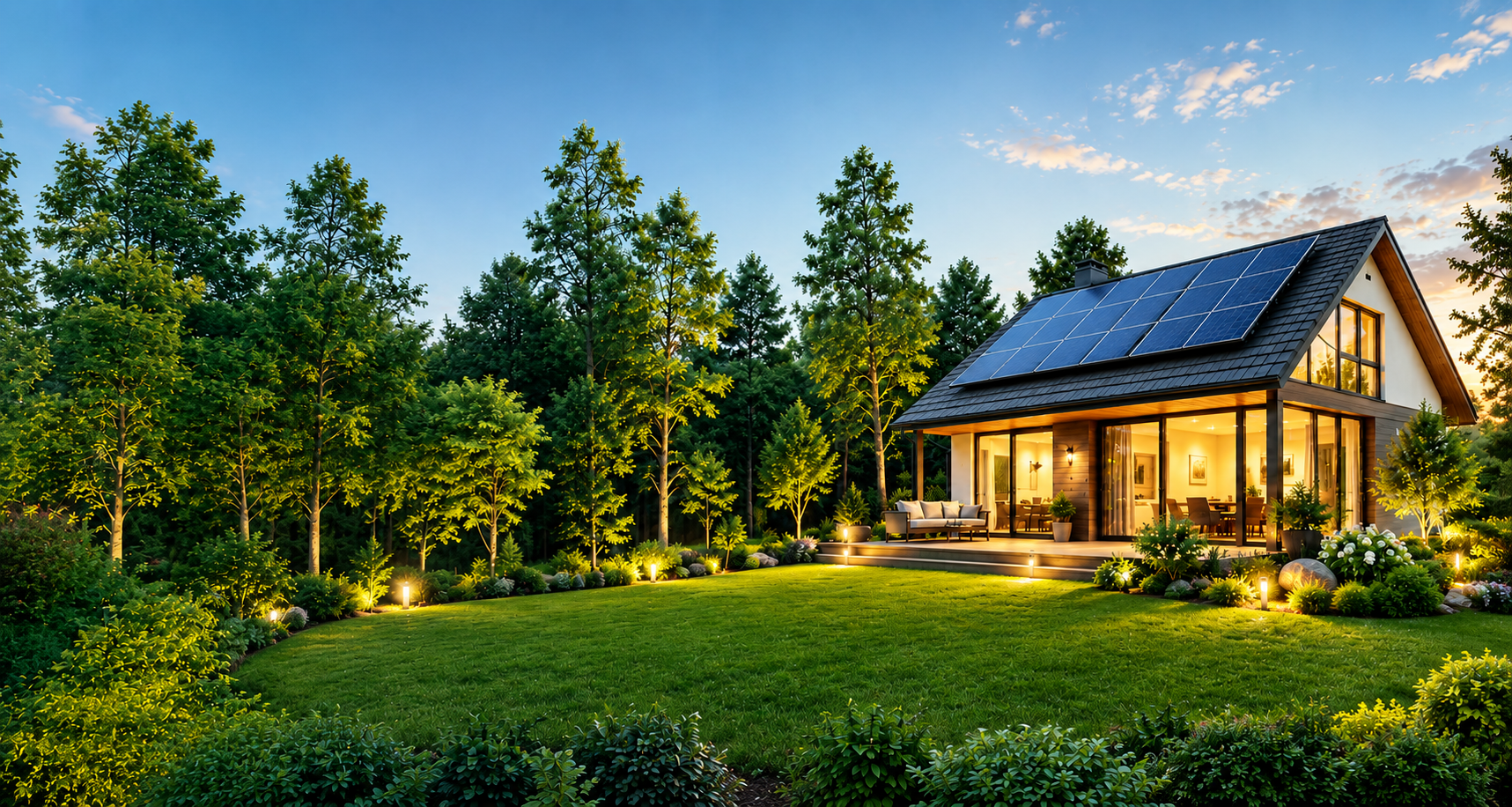 Casa con paneles solares